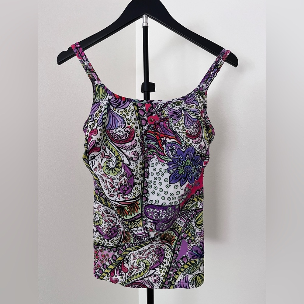 🌺 Anita Colorful Paisley Swim Tank Top | Supportive Bra | US 12